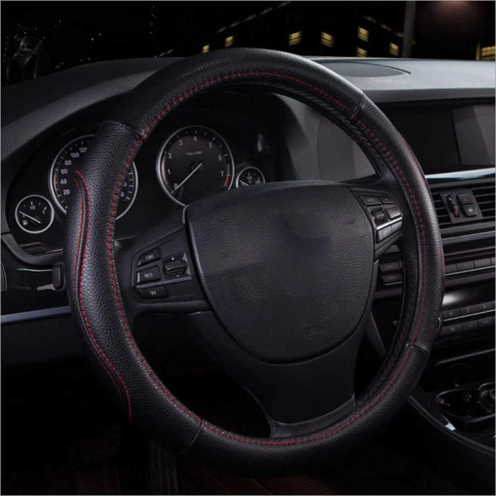 Top quality Faux leather car steering wheel cover hot fashion line elegant luxury covers38CM universal decoration | Автомобили и