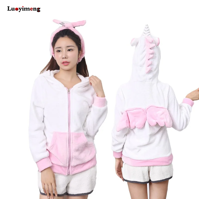 Мода мультфильм Розовый Единорог толстовки Аниме Костюм для взрослых Kawaii
