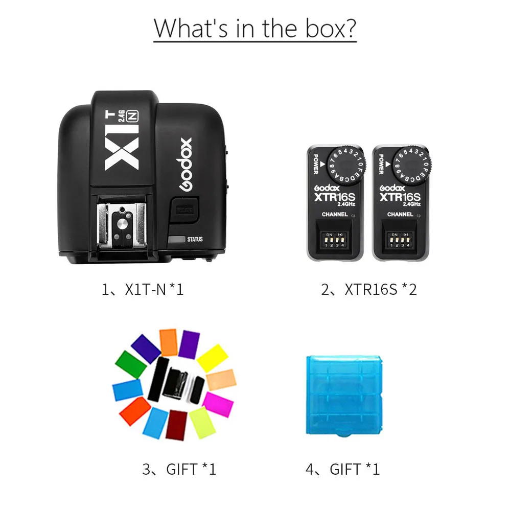 Godox 2x XTR-16S беспроводной 2 4G контроль мощности вспышки приемники + X1T-N передатчик