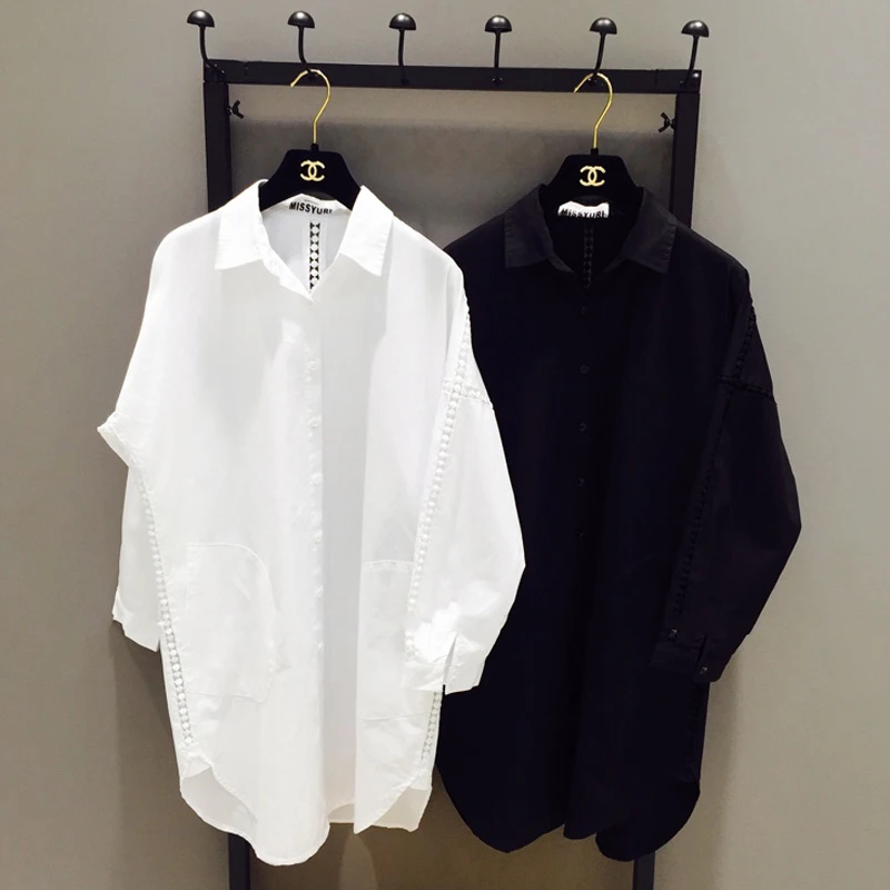 Рубашка женская осенняя и зимняя с длинным рукавом белая 16314|shirt female|shirt loosetop white |