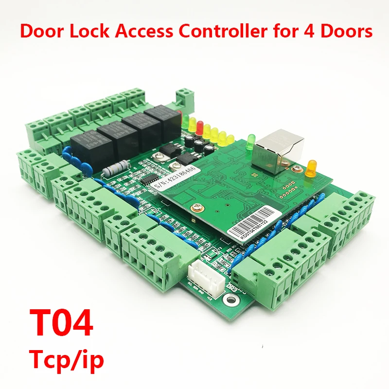

Wiegand Four door Lock Access Controller RFID Card access control board TCP/IP Multi Door Security Access Control System T04