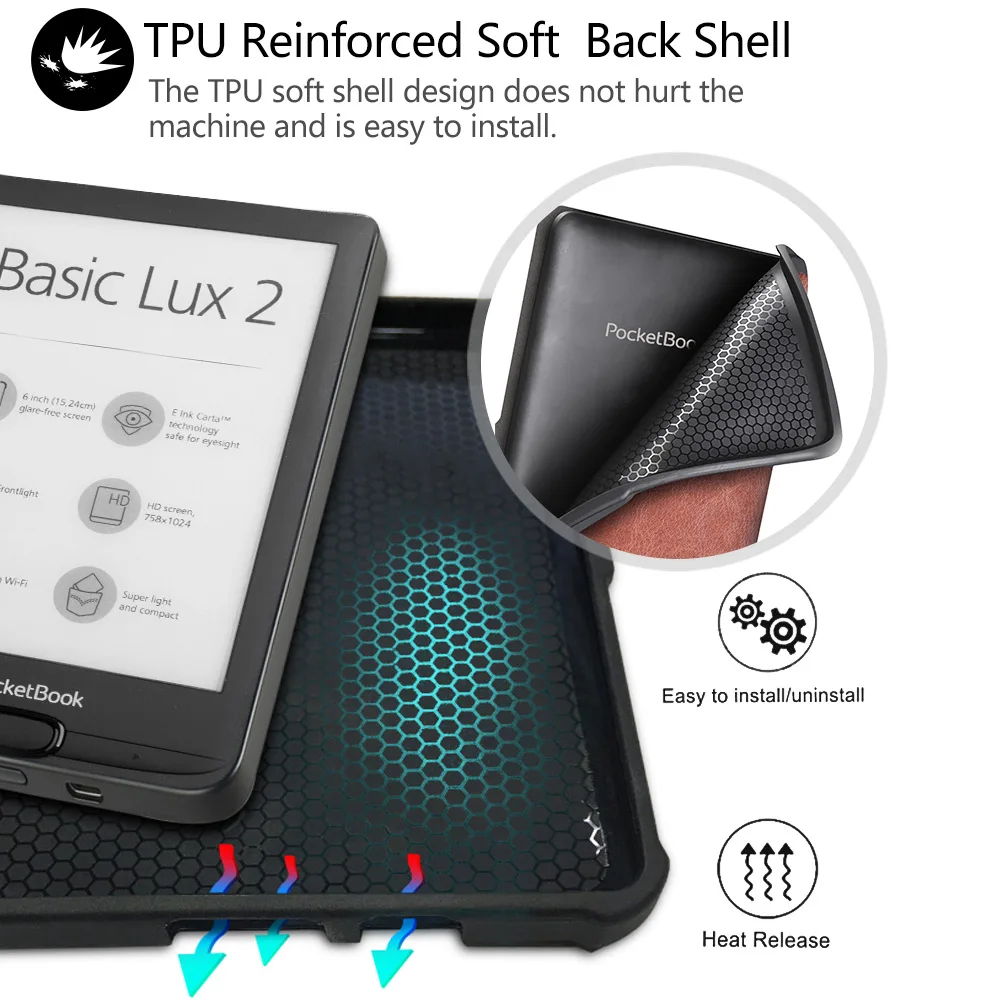 Кожаный чехол для Pocketbook 616 627 632 smart cover для PocketbooBasic lux2 book/touch/lux4 touch hd 3 " чехол+ подарки