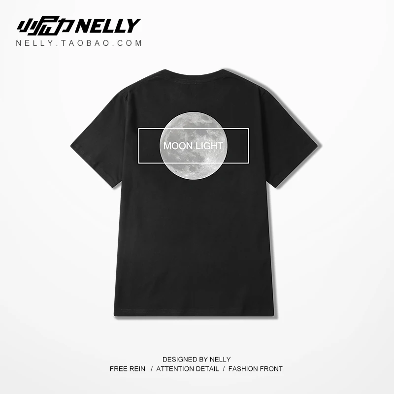 Мужская футболка в стиле харадзюку NELLY хлопковая с коротким рукавом и принтом