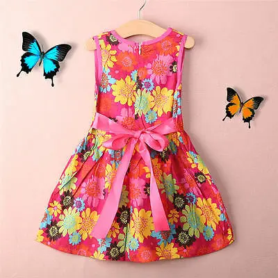 2019 New Hot Toddler Kids Girls Summer Princess Sunflower Floral Lace Pierced Party Dress Age 2-7Y | Детская одежда и обувь