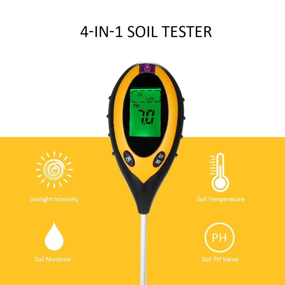 4 In1 Digital Soil Meter PH Moisture Meters Detector Multitool Sunlight/Moisture/PH value/Temperature Instrument For Plants | Инструменты