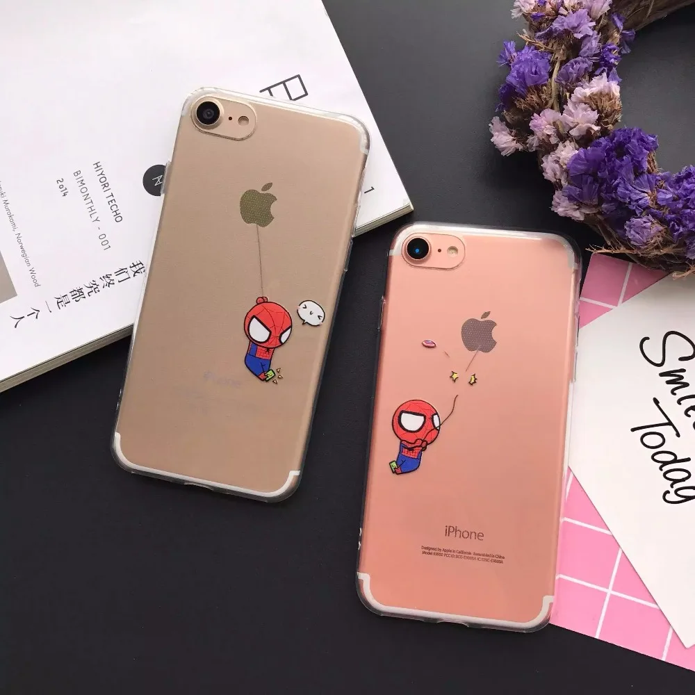 Чехол для Телефона iPhone 7 Plus рисунком Человека-паука ультра тонкий ТПУ Мягкая
