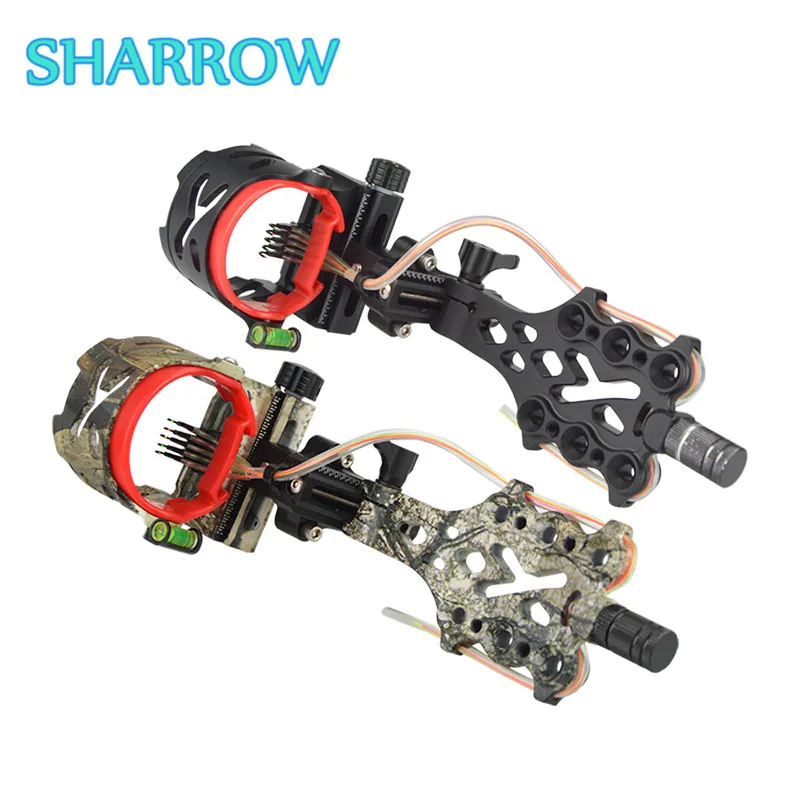 

1Pc Compound Bow Sight 5 Pin .019" Long Pole LED Micro Adjustable Bow Sights For Outdoor Shooting Training Archery Accessories