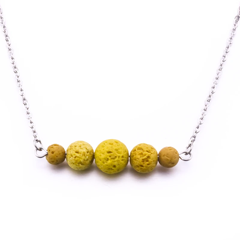 Новое ожерелье из нержавеющей стали с лавовым камнем диффузором эфирного масла