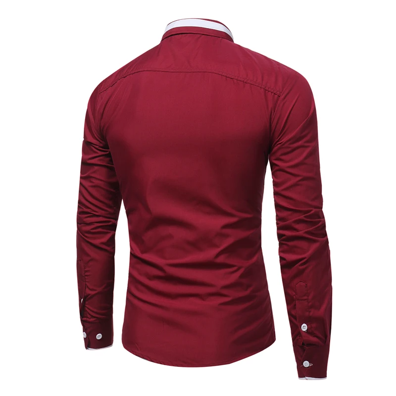 Новинка 2017 осенняя Модная брендовая мужская одежда приталенная Мужская рубашка