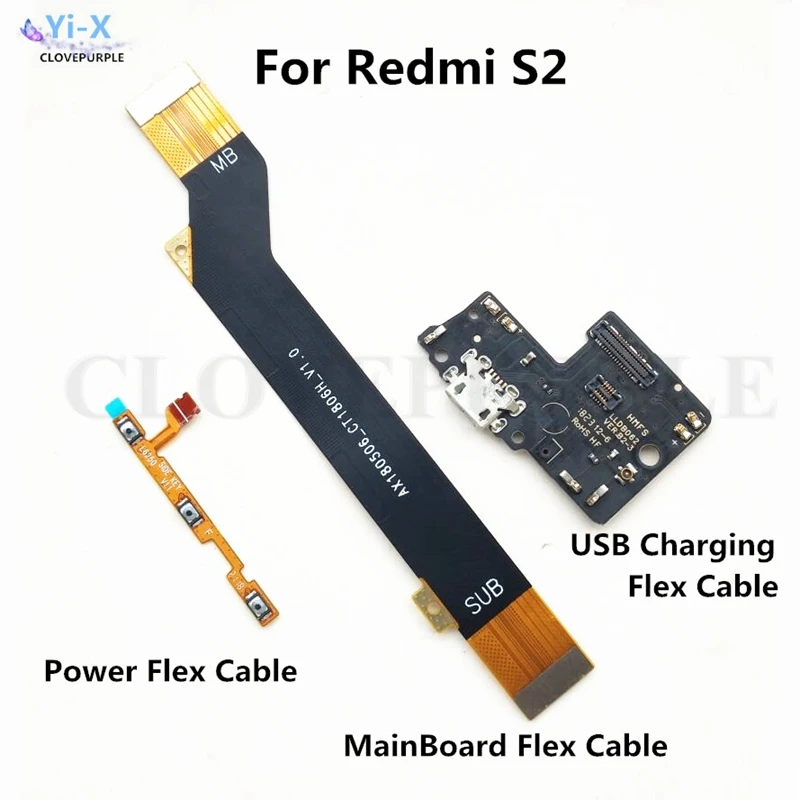 

Power Volume & USB Charging Board Flex Cable & Motherboard MainBoard Connections Line Flex Cable For Xiaomi Redmi S2 Y2