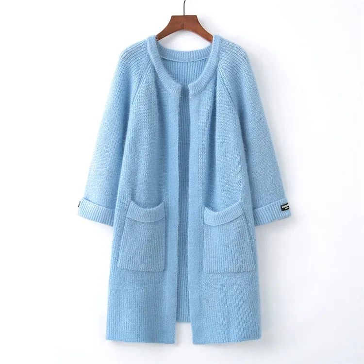 OMCHION Casaco Feminino 2018 Winter Clothes Women Solid Pockets Long Cardigan Casual Korean Mohair Sweater Coat Knitwear LP133 |