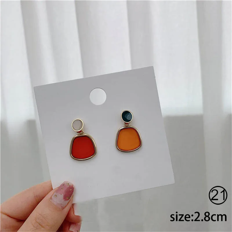 Милые геометрические красные акриловые Висячие серьги для женщин модные