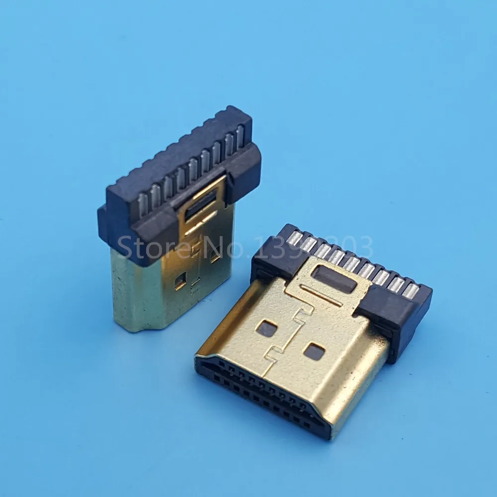 50 шт. HDMI Штекерная позолоченная пластина 19Pin Штекерный провод для припоя DIY