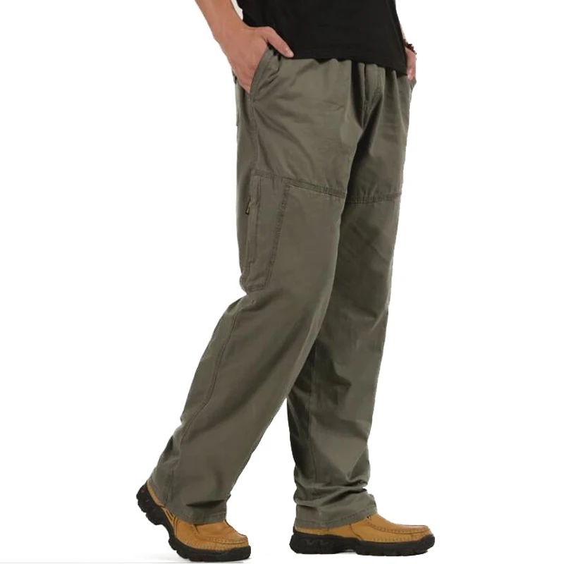 Army Green 801 Новые мужские повседневные брюки, мешковатые Прямые хлопковые брюки, мужская верхняя одежда, много карманов, военные брюки-карго, длинные брюки для мужчин - Цвет: Army Green 801