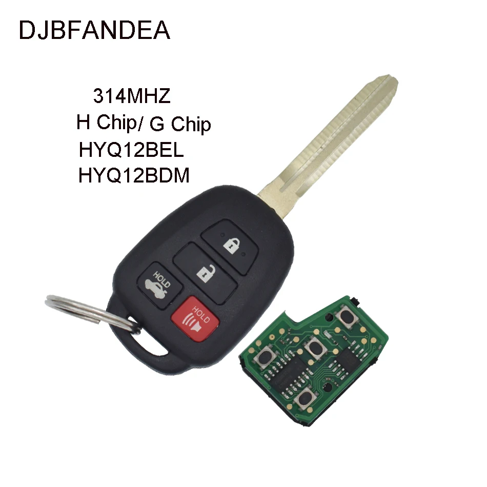 DJBFANDEA 4 кнопки дистанционного ключа автомобиля для Toyota Camry Corolla 2012- брелок с G/H чип HYQ12BDM HYQ12BEL
