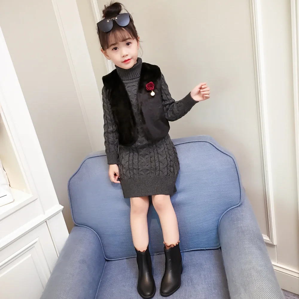 Свитер для девочек ясельного возраста новинка 2019 осенне-зимний длинный стильный