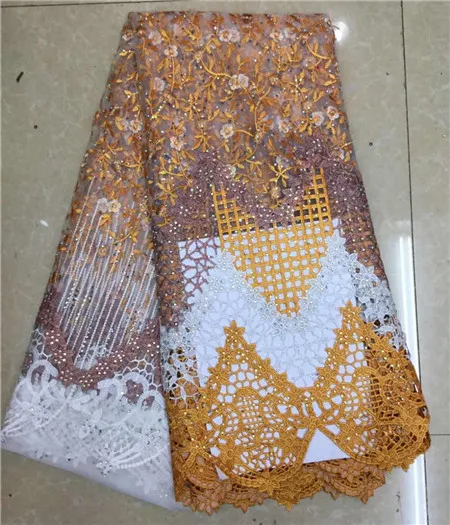 

2019 new African chiffon lace fabric, French lace fabric wedding dress with high-quality gemstones