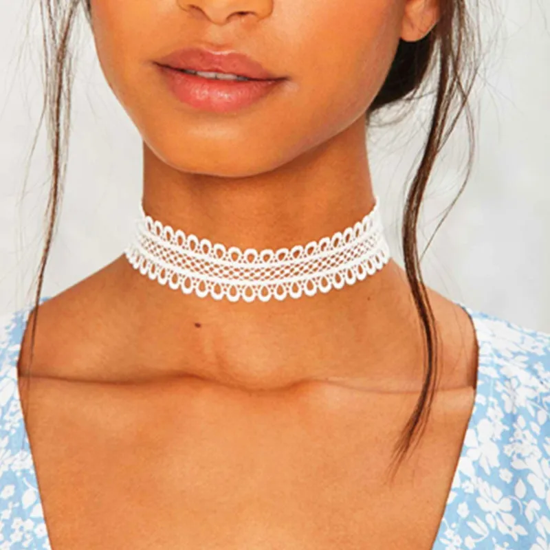 Кружевное ожерелье-Чокеры в форме сердца черные белые круглые короткие чокеры из