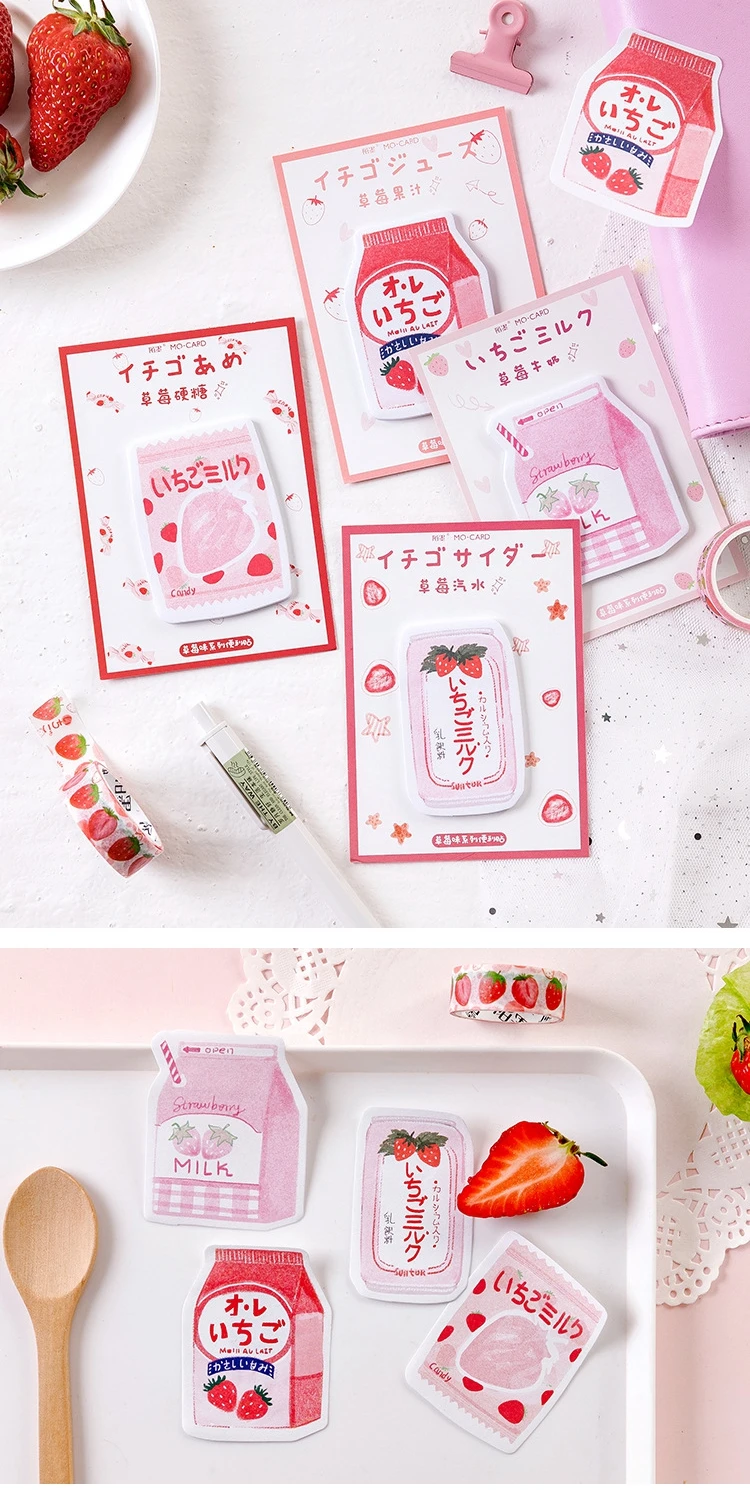 30 листов милый клубника Dirnk memo pad DIY планировщик самоклеящиеся наклейки Kawaii закрепленный блокнот школьные офисные поставки