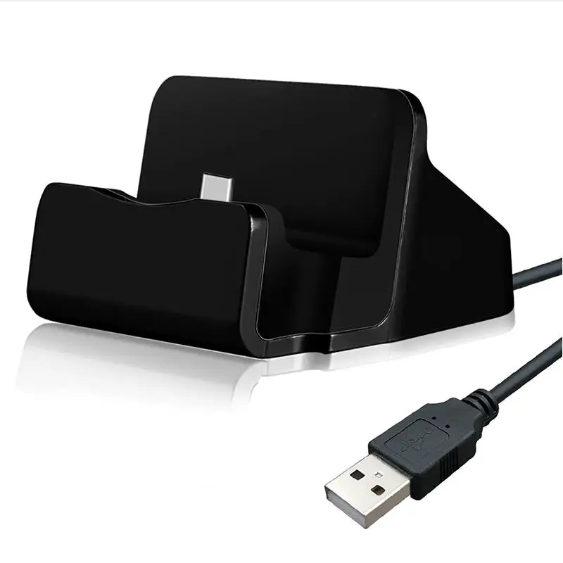 Black BRSUANG Micro type-C USB синхронизация данных быстрое зарядное устройство док-станция Мобильный телефон Расширение Док-станция для iPhone samsung huawei Nokia LG и т. Д - Тип штекера: Black