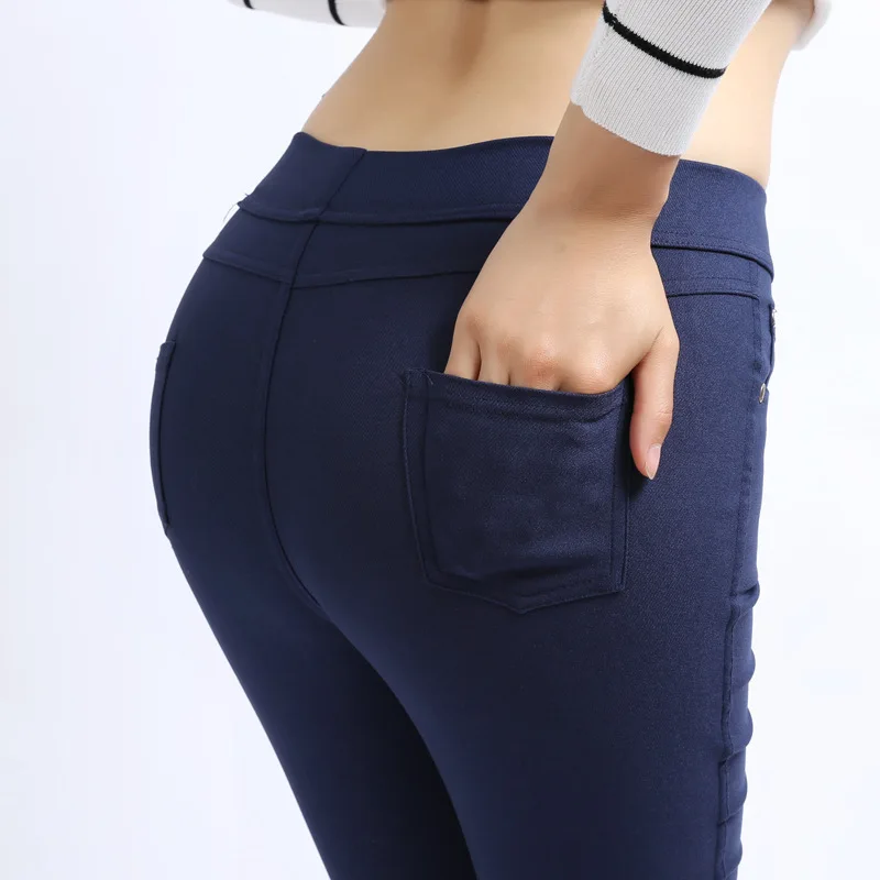 Женские офисные брюки размера плюс повседневные обтягивающие хлопковые на