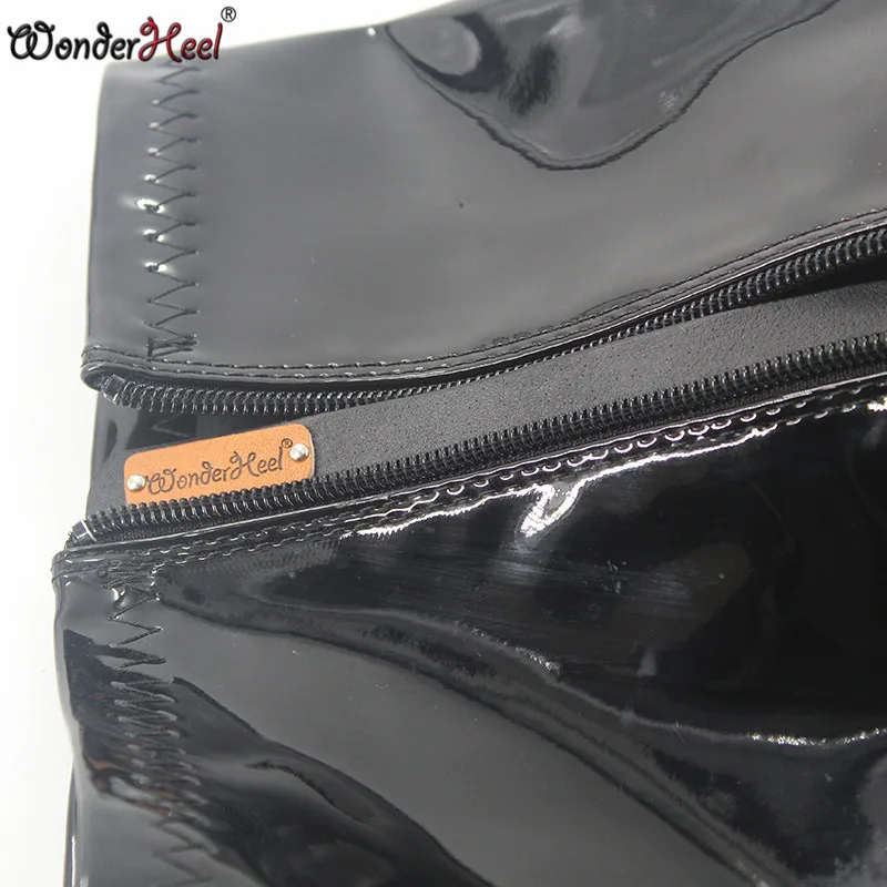 Wonderheel/Новые очень высокий каблук 18 см каблук-шпилька короткие ботинки пикантные Металлические каблуки сапоги лакированные модные ботинки на платформе