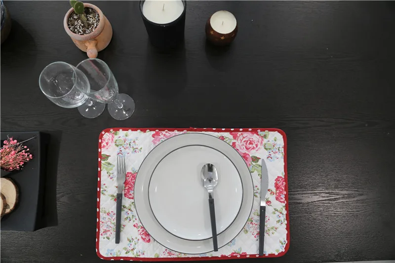 Neoviva Хлопковое одеяло салфетки для столовой набор из 4, цветочные леденцы красные салфетки кухонный набор де стол