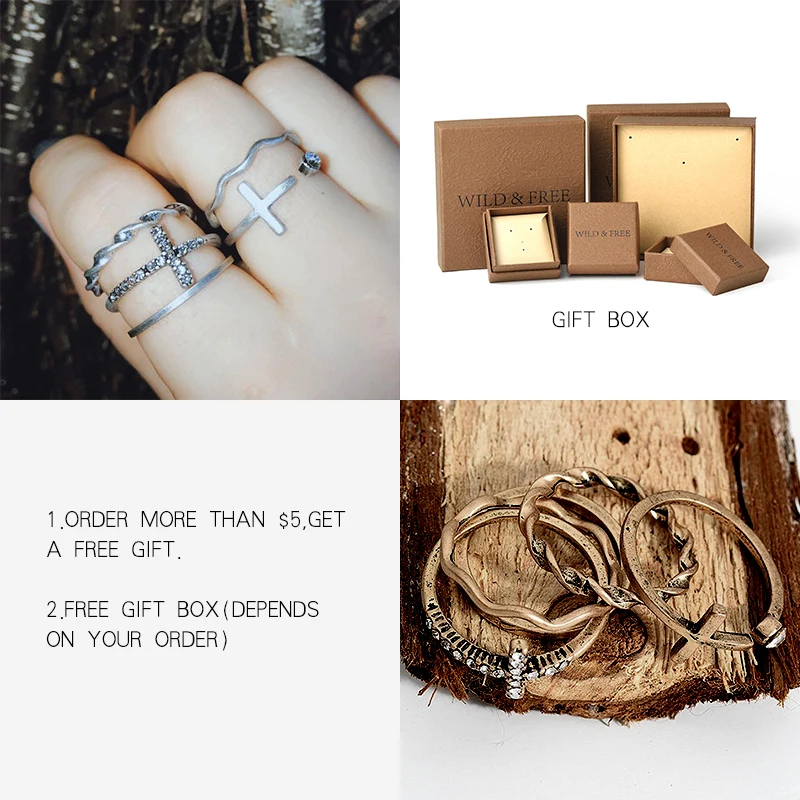 5 шт./компл. в стиле панк с геометрическим принтом крест Открытое кольцо наборы