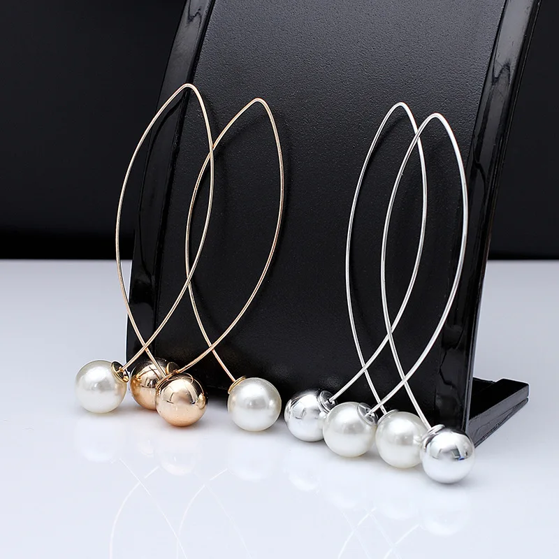 Korean cross pearl earrings for women long simple generous temperament T24 | Украшения и аксессуары