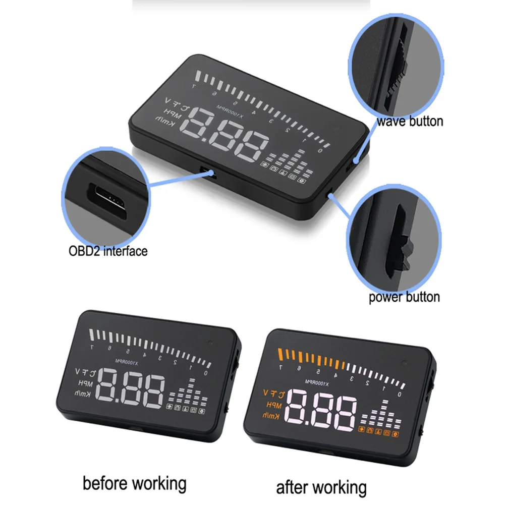 X5 HUD Автомобильный дисплей проекционный Стайлинг сигнализация скорости OBD II