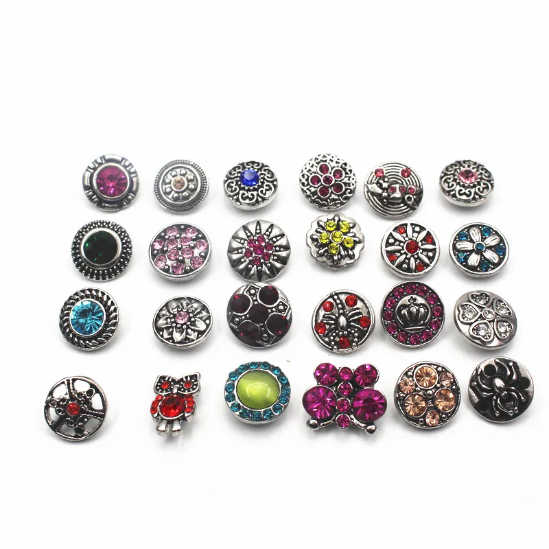 Mix 12 шт./лот много стилей со стразами Слон мм кнопки подходят браслеты для женщин