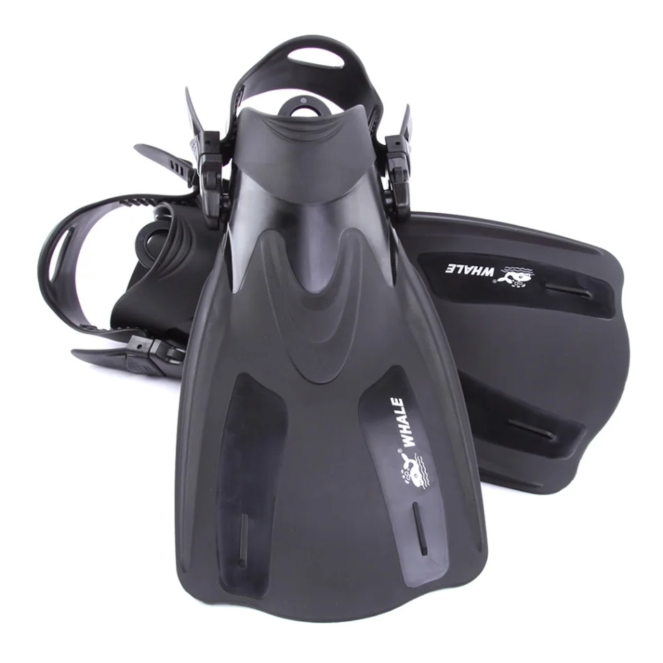 WHALE Adult Swimming Fins Snorkeling Diving Foot Fins Flippers Flexible Comfort Profession Diving Fins with Adjustable Heel - Цвет: Светло-серый