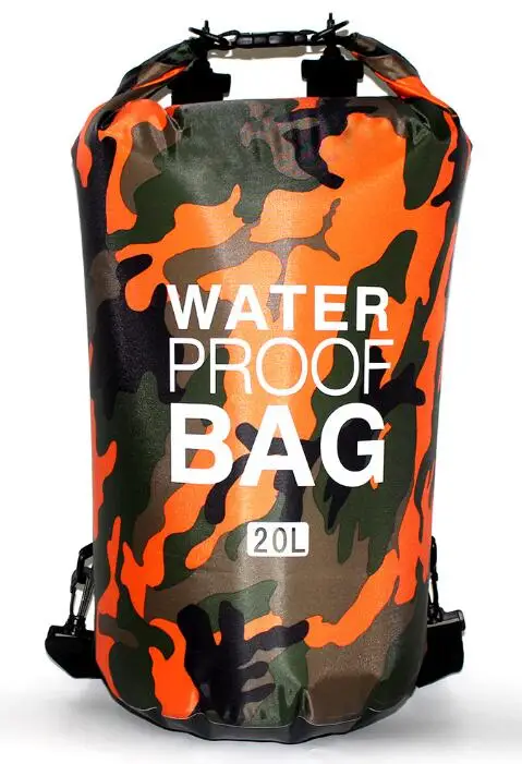20L orange ПВХ Водонепроницаемый сухой мешок 5L 10L 20L 30L камуфляж Открытый Дайвинг Складная Мужская Женская пляжная сумка для плавания рафтинг река океан рюкзак - Цвет: 20L orange