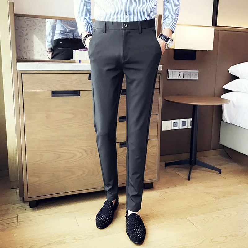 Брюки мужские однотонные деловые брендовые классические штаны для свадьбы пять