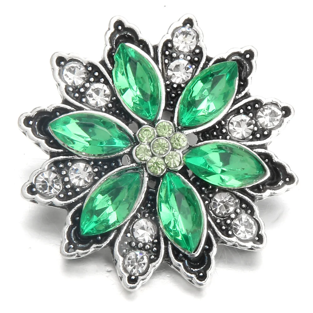 New Metal Snap Button Jewelry 18mm Charm Rhinestone Flower Fit Bracelet Necklace for Women Snaps | Украшения и аксессуары