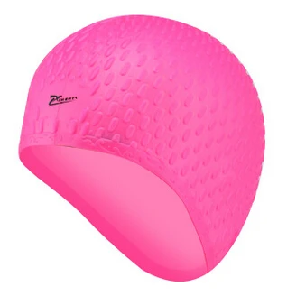 Мужская и Женская водонепроницаемая шапка для плавания с большими ушками, Защитная силиконовая шапочка для плавания - Цвет: Розовый
