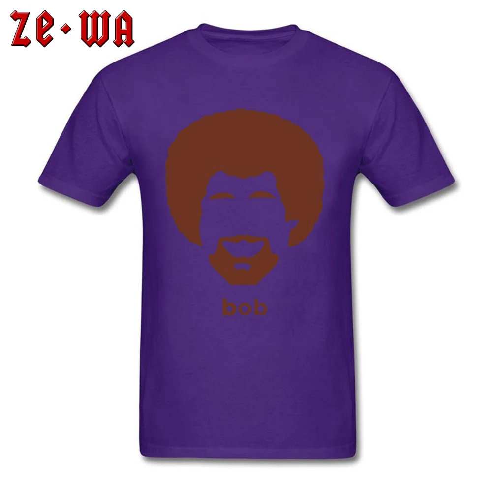 Artist Bob Ross Футболка мужская забавная аутентичная афро футболка Летняя с принтом уличная футболка с буквенным принтом Повседневная серая футболка оверсайз - Цвет: Purple