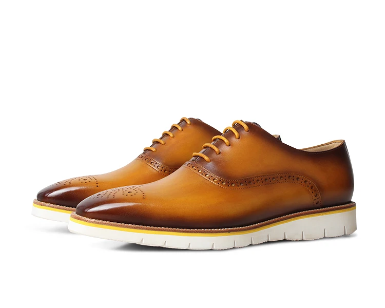 Yellow Brown VIKEDUO/синие кроссовки с перфорацией типа «броги» для мужчин; сезон лето; Новинка; кожаная обувь для мужчин; повседневная мужская обувь; Свадебная обувь для вождения; Дизайнерская обувь - Цвет: Yellow Brown