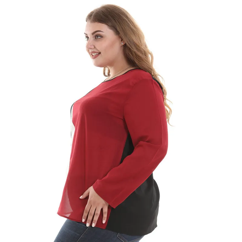 Уличная 5xl 6xl Шифоновая Блузка корейский стиль для женщин с длинным рукавом