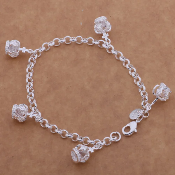 AH056 оптовая продажа счастливый цвет серебра талисман браслеты для женщин