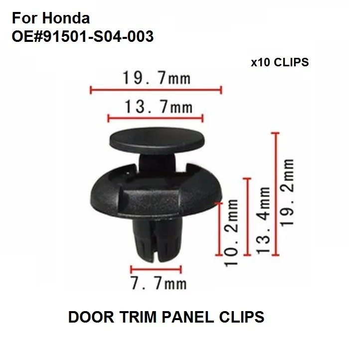 

Car Styling x10 Pcs/Set For Honda Fender Bumper Hood Trim Retainer Clips Fasteners 91501-S04-003 New
