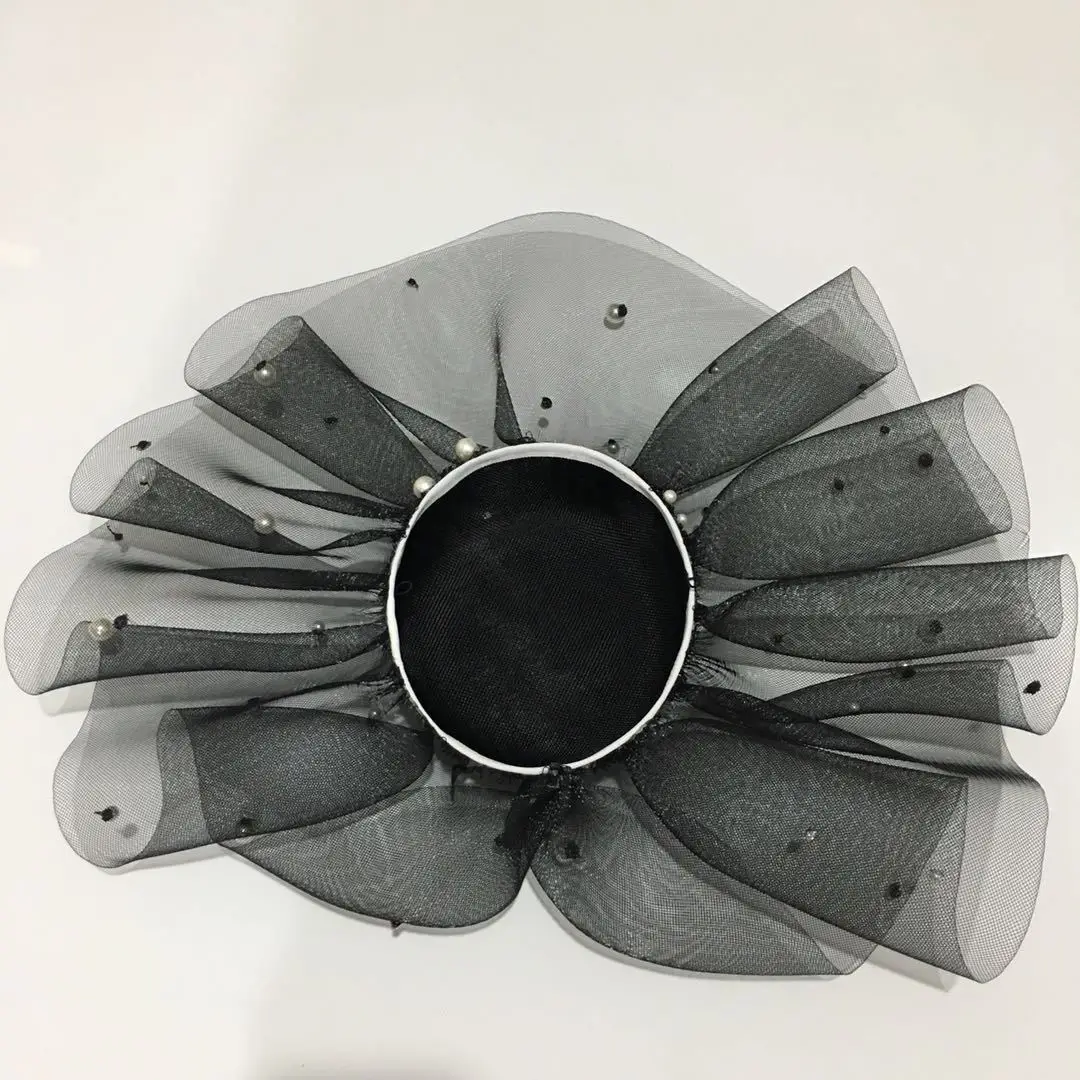 

Brand Vintage European Wedding Bride Hat Lace Pearl Fascinator Headwear Fairy Elegant Ladies Cocktail Party Hair Accessories