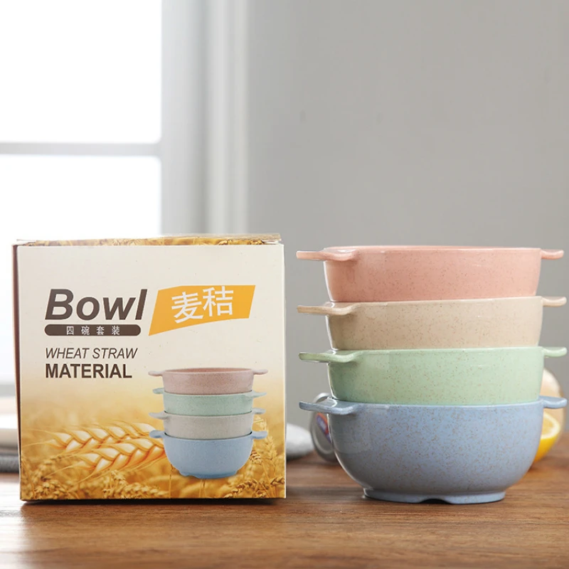 4 шт./компл. детская миска из пшеничного стебля с двумя ушками фруктовая Салатница