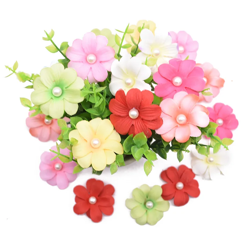 20/50Pcs 4.5cm Handmade Silk Petal Bead Flowers Artificial Daisy Multicolor Flower Heads for Wedding Bouquet Party Wreath Crafts | Дом и сад