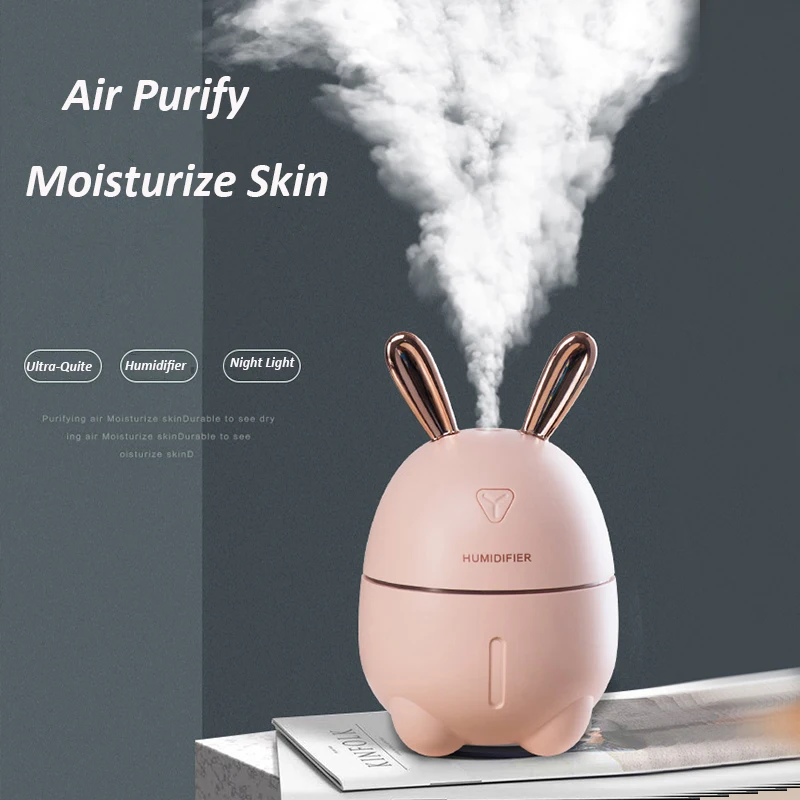 

300ML USB Air Humidifier Cute Rabbit Ultrasonic Essential Aromatherapy Diffuser With LED Lights Mist Maker Fogger For Home