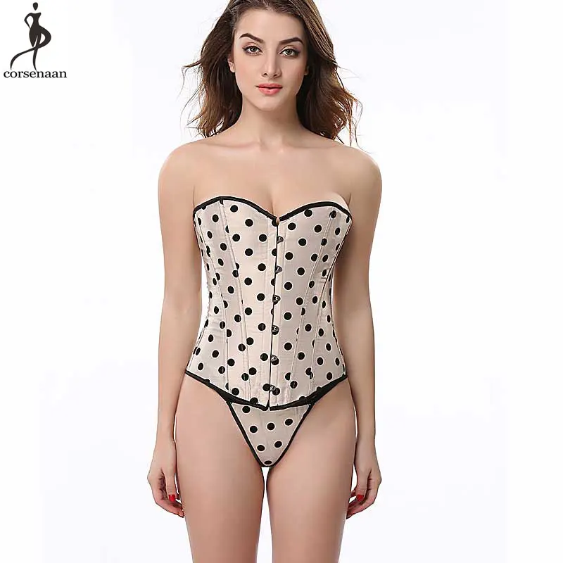 Абрикосовый корсет черный в горошек для женщин с обхватом груди эластичный