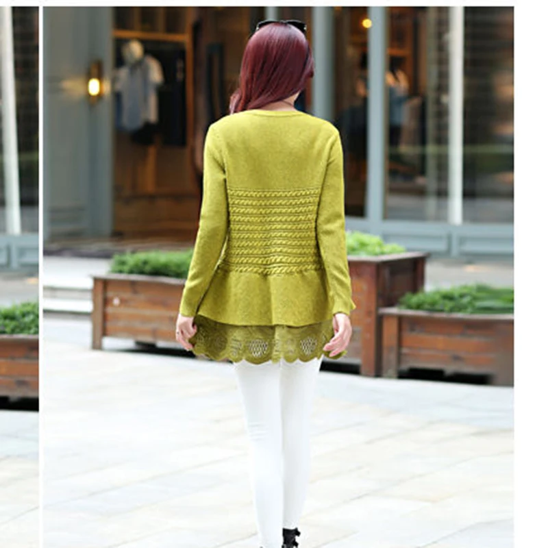 2018 New Autumn Women Flounce Splice Sweater Pullovers Basic Tops Elastic force O-neck Knit Casual plus size Sweaters Female | Женская