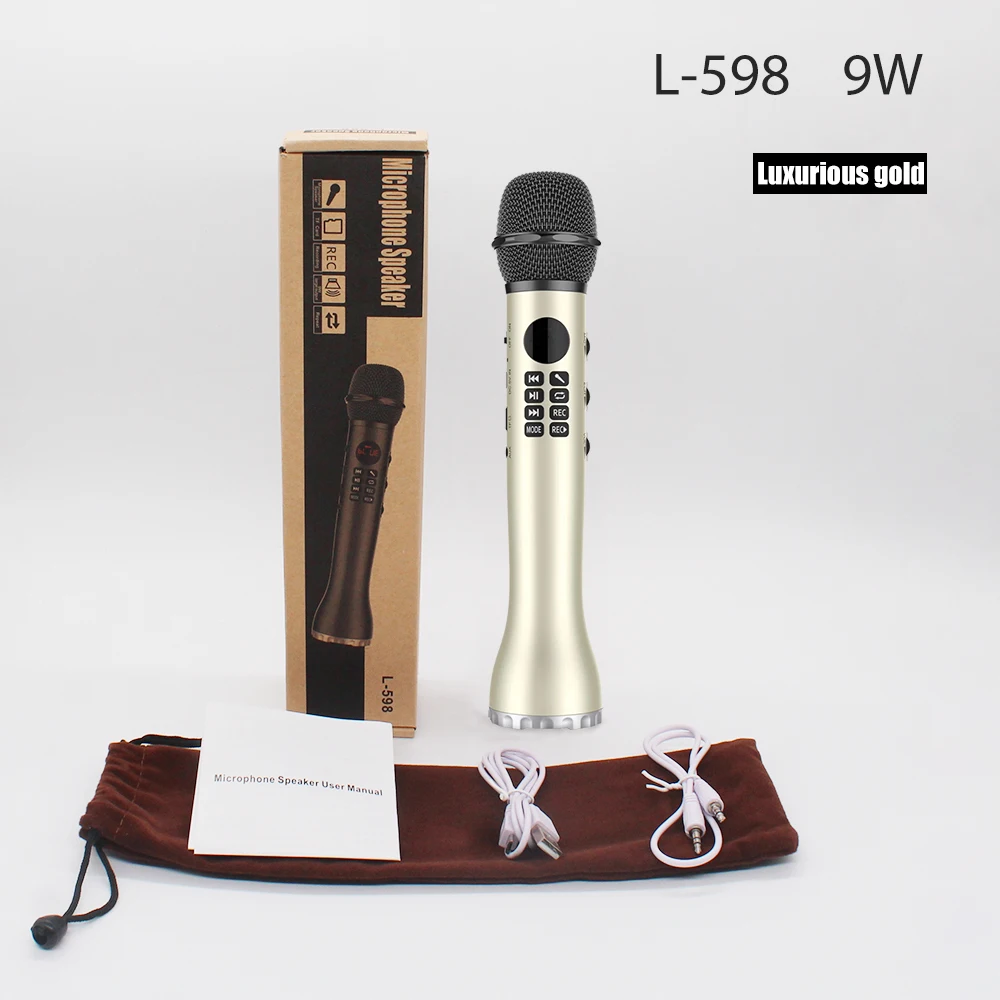 Bluetooth конденсаторный микрофон динамик для караоке беспроводной 9 Вт TF карта