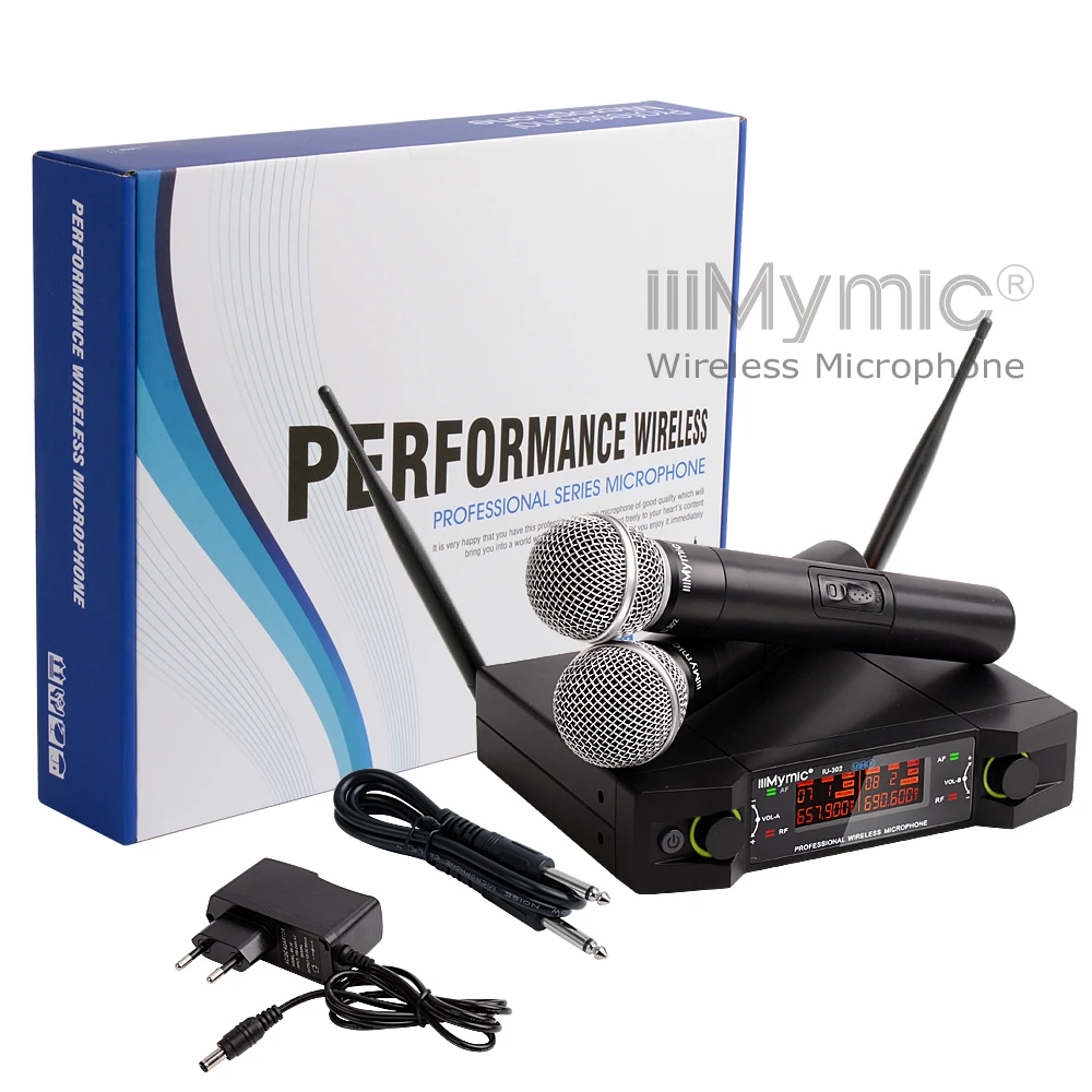 IU-302 UHF двухканальный 2 ручной микрофон передатчик профессиональный караоке UHF беспроводной микрофон система с экраном дисплея