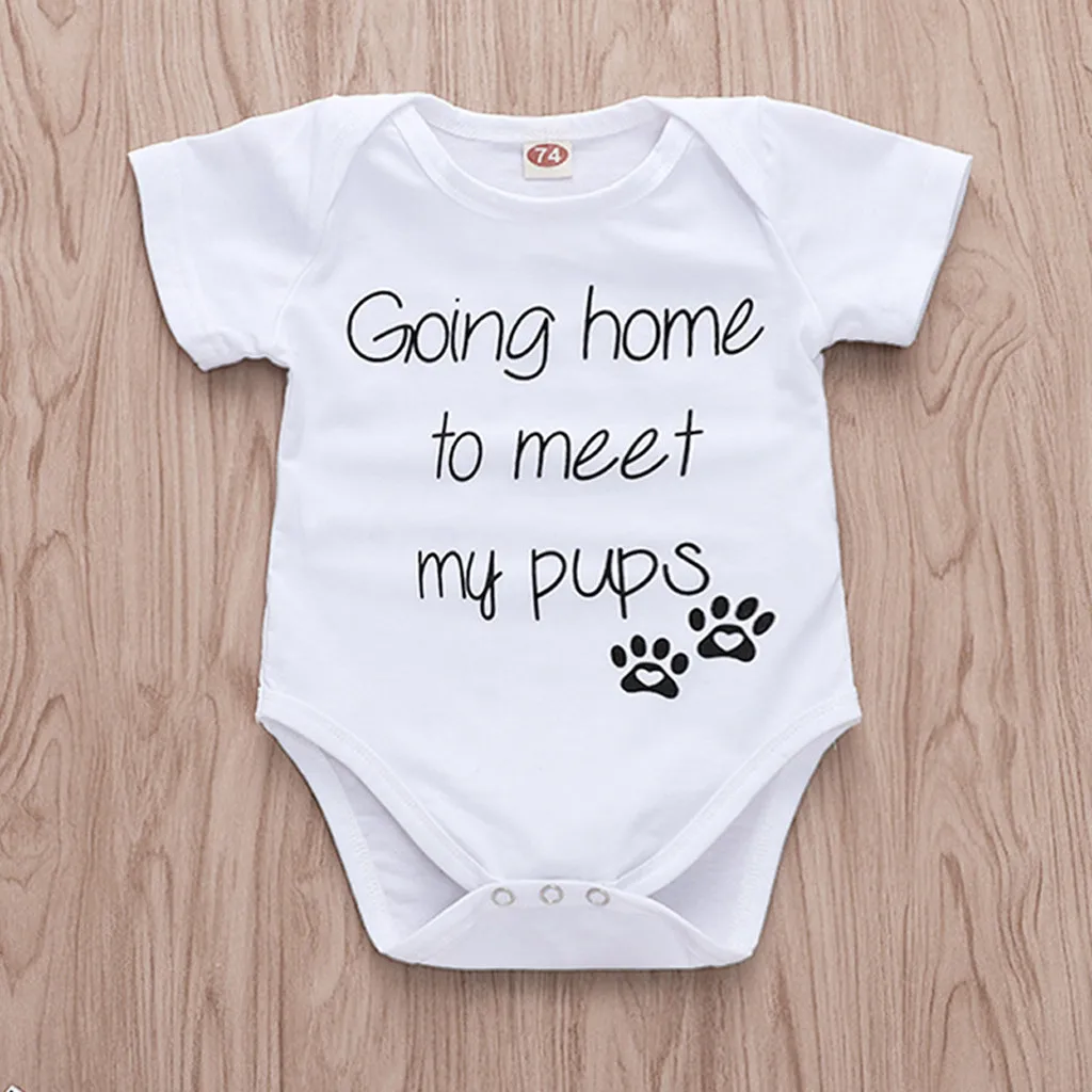 Детский комбинезон с надписью Going home to meet my pups для маленьких мальчиков и девочек